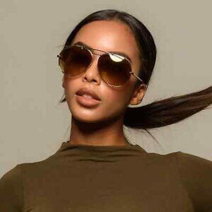 DIFF Eyewear Aviator Sunglasses Gold Metal Frame